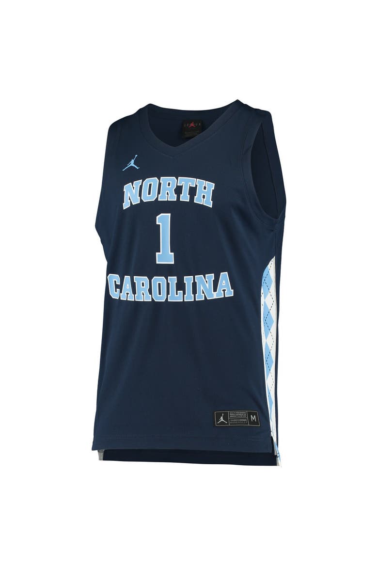 Unisex Jordan Brand #1 Navy North Carolina Tar Heels Replica Basketball Jersey, Alternate, color, Navy