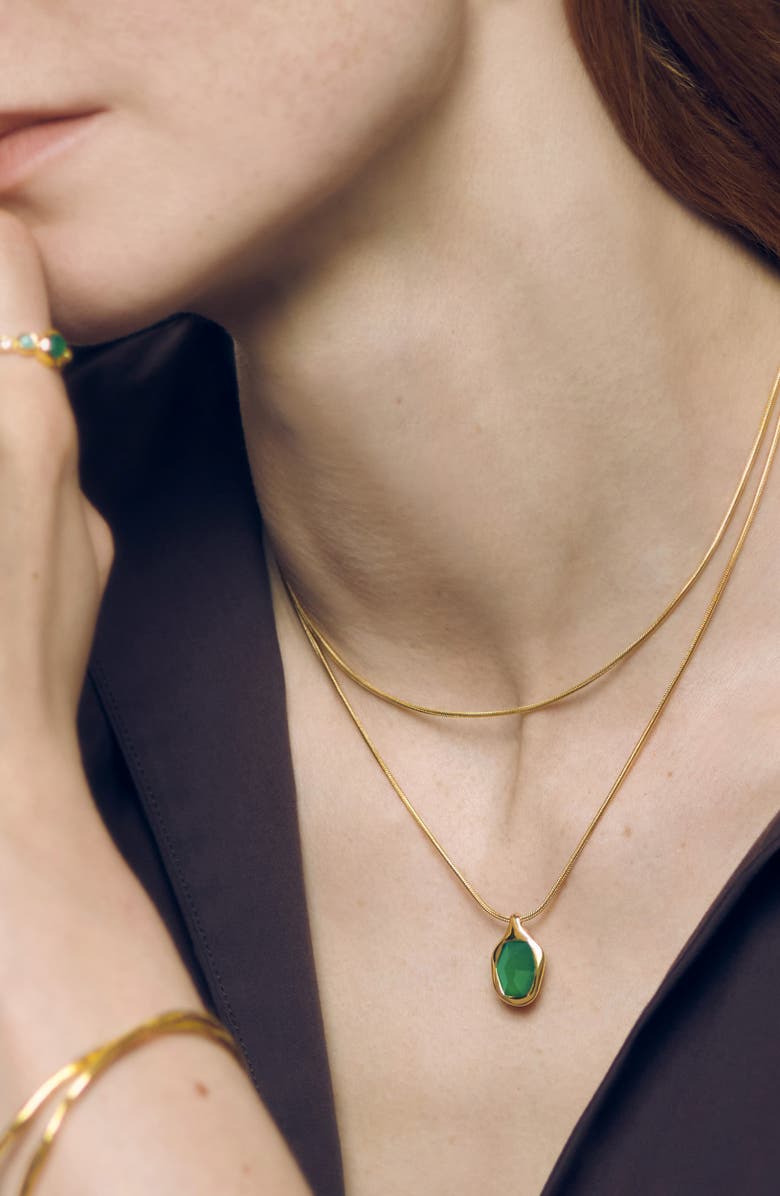 Monica Vinader Odyssey Green Onyx Pendant Necklace, Alternate, color, 18K Gold Vermeil / Green Onyx