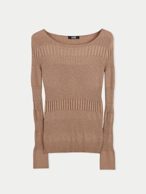 Ribbed Cotton Silk Cashmere Blend Sweater