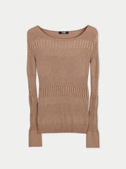 GOBI Mongolian Cashmere Ribbed Cotton Silk Cashmere Blend Sweater