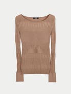 GOBI Mongolian Cashmere Ribbed Cotton Silk Cashmere Blend Sweater