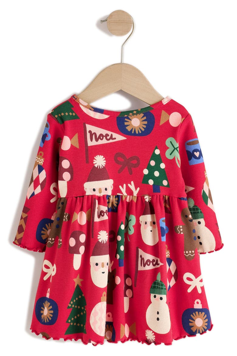 Kids' Festive Rib Jersey Dress, Alternate, color, RED