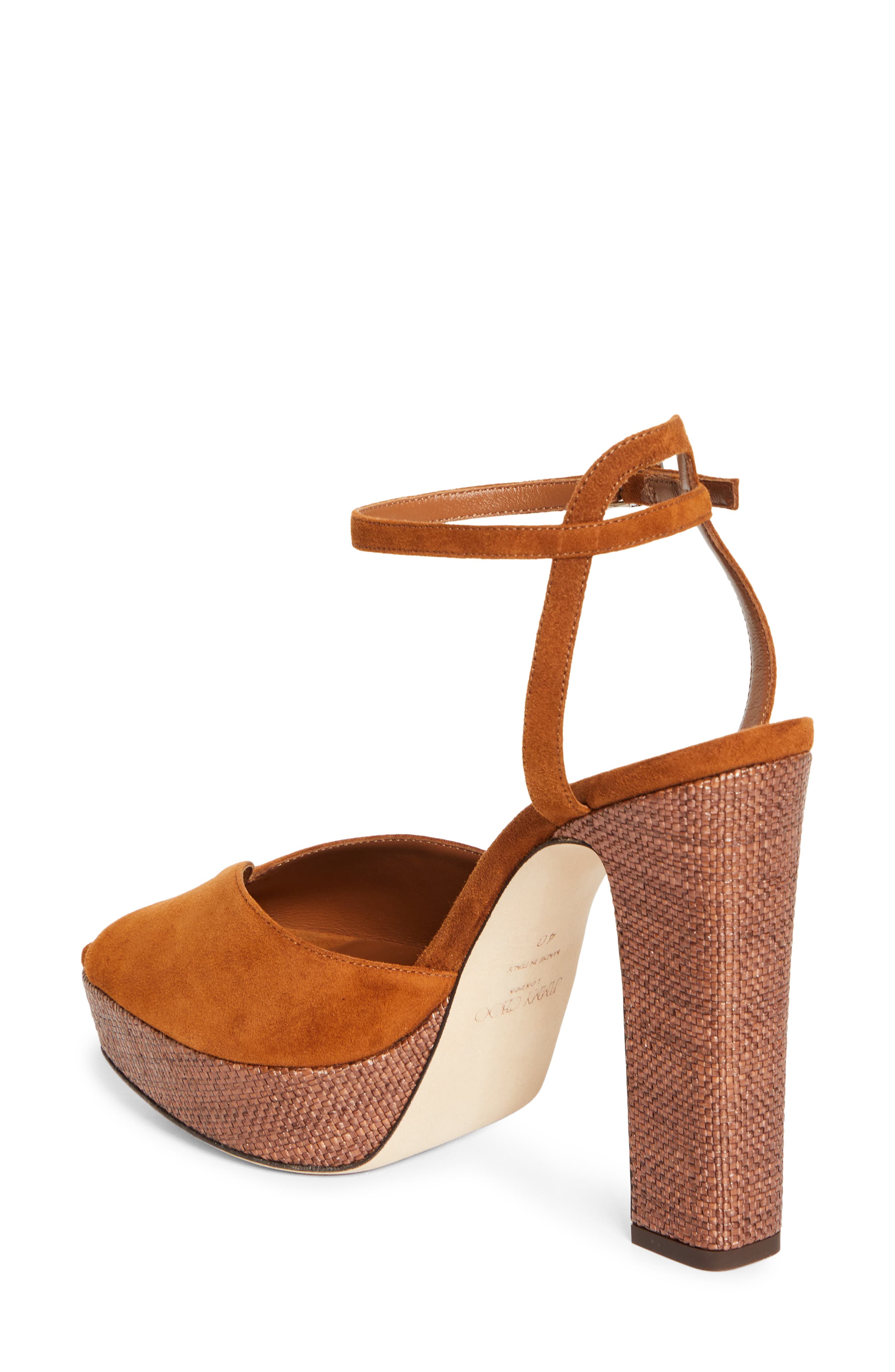 Jimmy Choo Sacaria Ankle Strap Platform Sandal, Alternate, color, Tan Mix