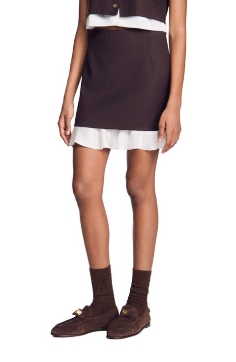 Short 2-in-1 wool skirt
