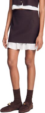SANDRO Short 2-in-1 wool skirt