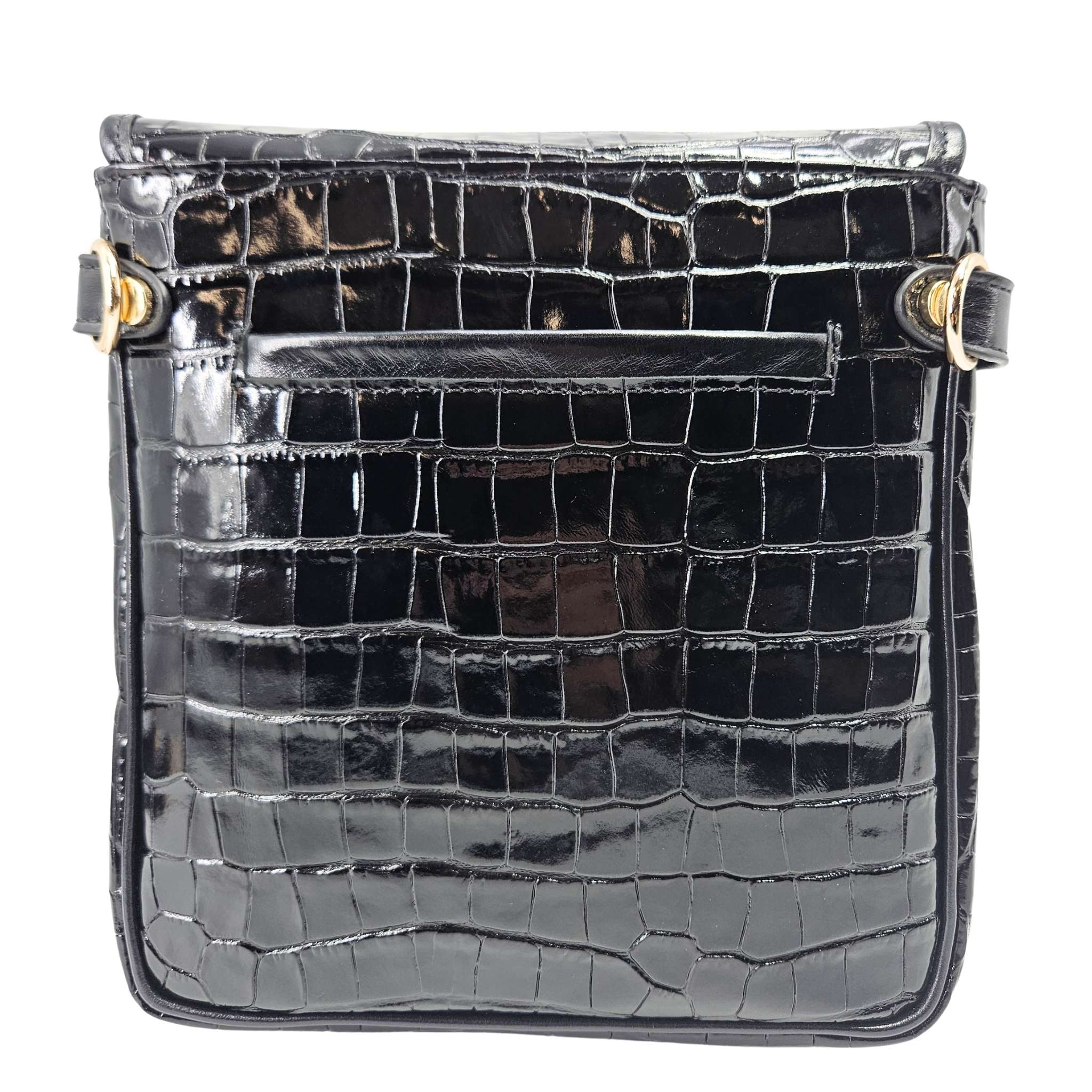 Madison Maison Moc Croc Crossbody Bag, Alternate, color, Black