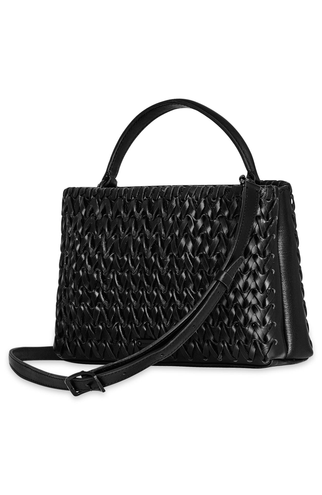Rebecca Minkoff Megan Woven Leather Top Handle Bag, Alternate, color, 