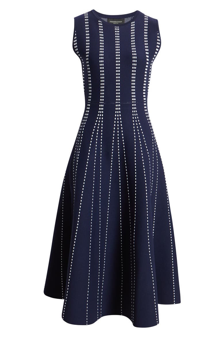 Contrast Piping Sleeveless Midi Sweater Dress, Alternate, color, NAVY/ WHITE