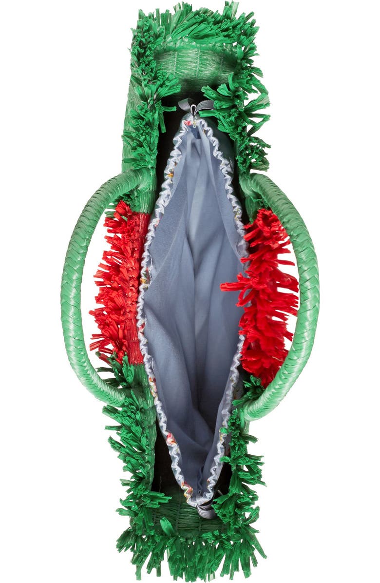 Gucci Web Woven Straw Tote, Alternate, color,