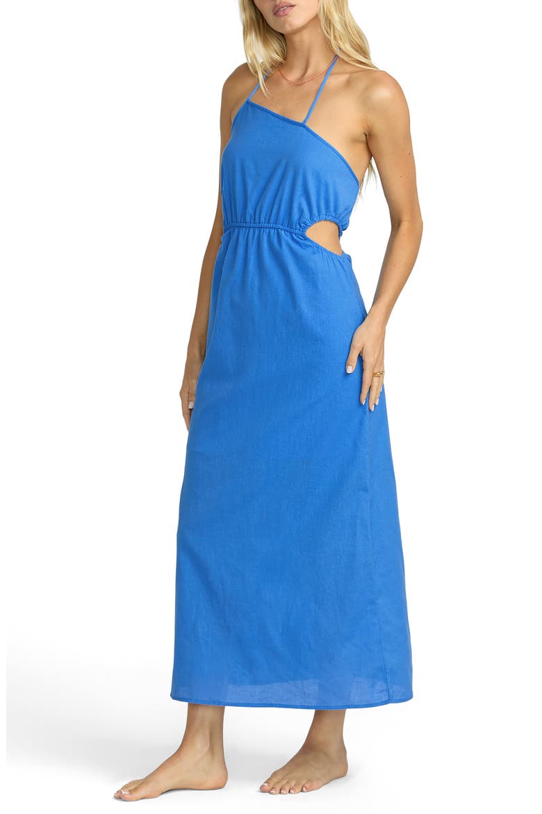 True Blue Cotton & Linen Slub Maxi Dress, Main, color, TRUE BLUE