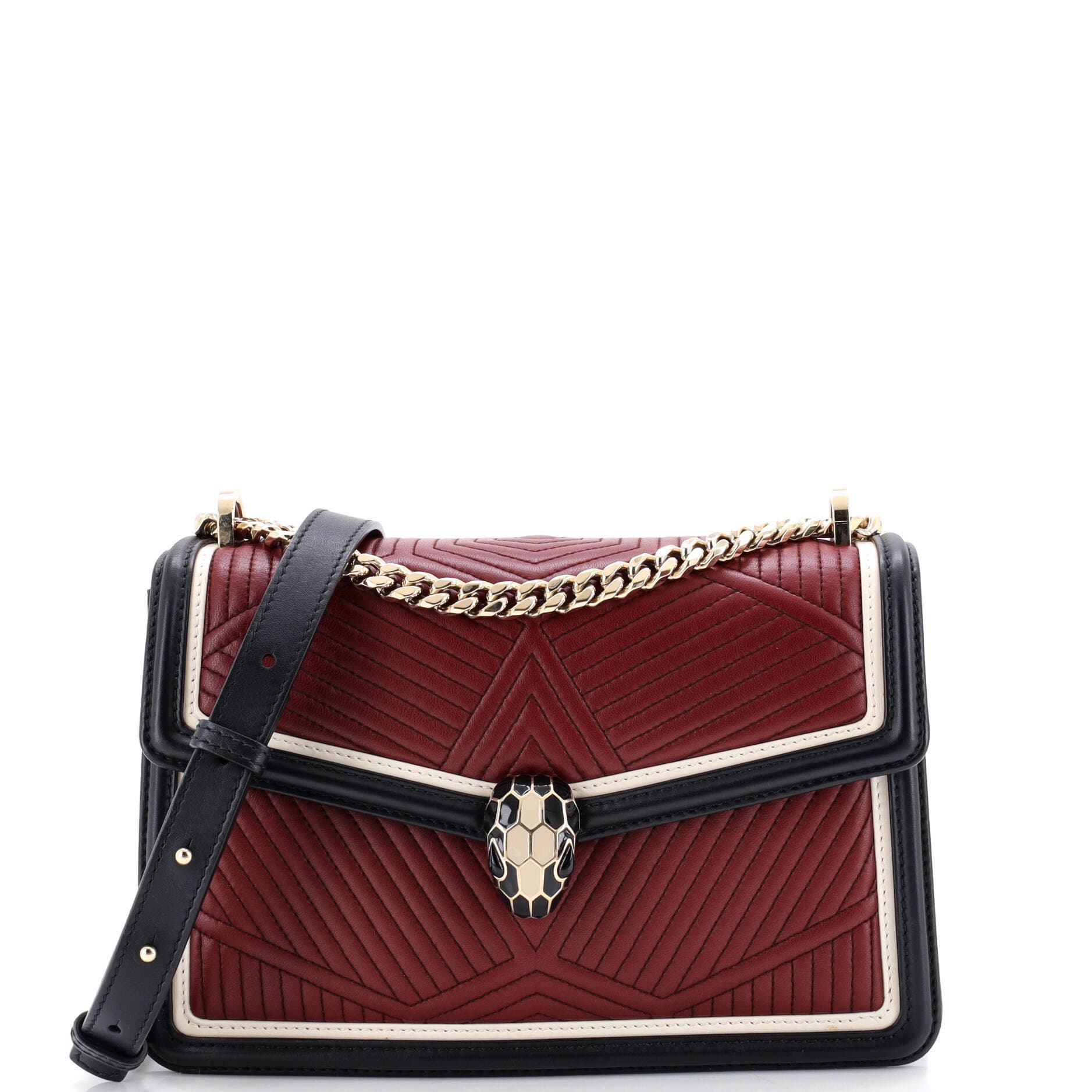 Serpenti Forever Shoulder Bag Quilted Leather Small, Main, color, Burgundy