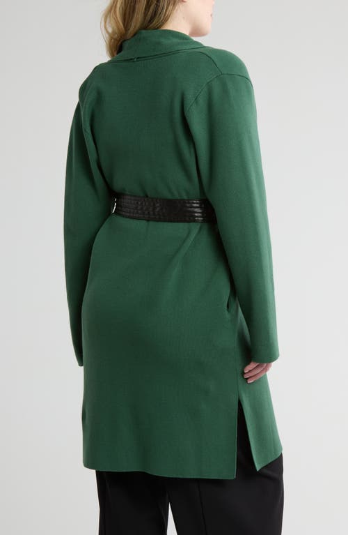 By Design Glacier Faux Leather Belted Wrap Cardigan In Eden