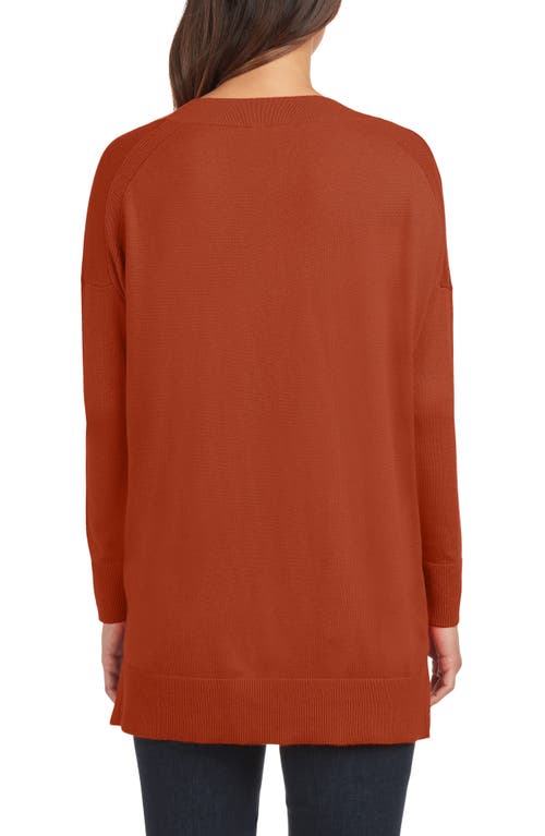 Matty M . Side Slit Sweater In Brown