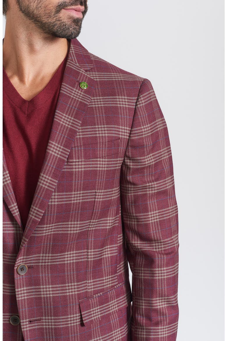 Plaid Print Wool Blend Sport Coat, Alternate, color, RUST