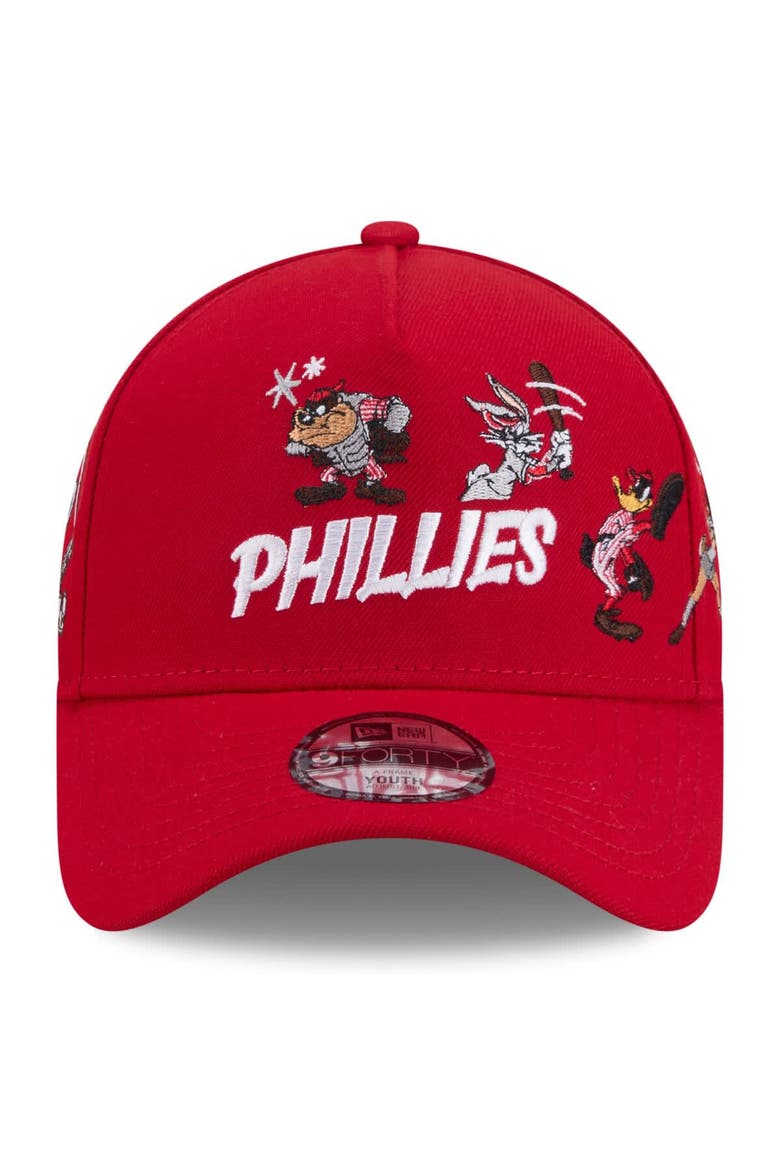 Youth New Era Red Philadelphia Phillies Looney Tunes A-Frame 9FORTY Adjustable Hat, Alternate, color, Red