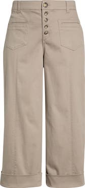 Wit & Wisdom Skyrise Exposed Button Cuffed Wide Leg Twill Pants