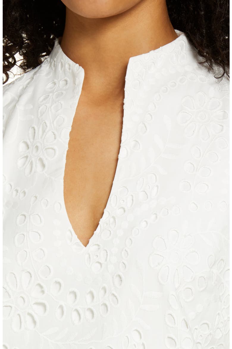 Eyelet Sleeveless Shift Dress, Alternate, color, WHITE