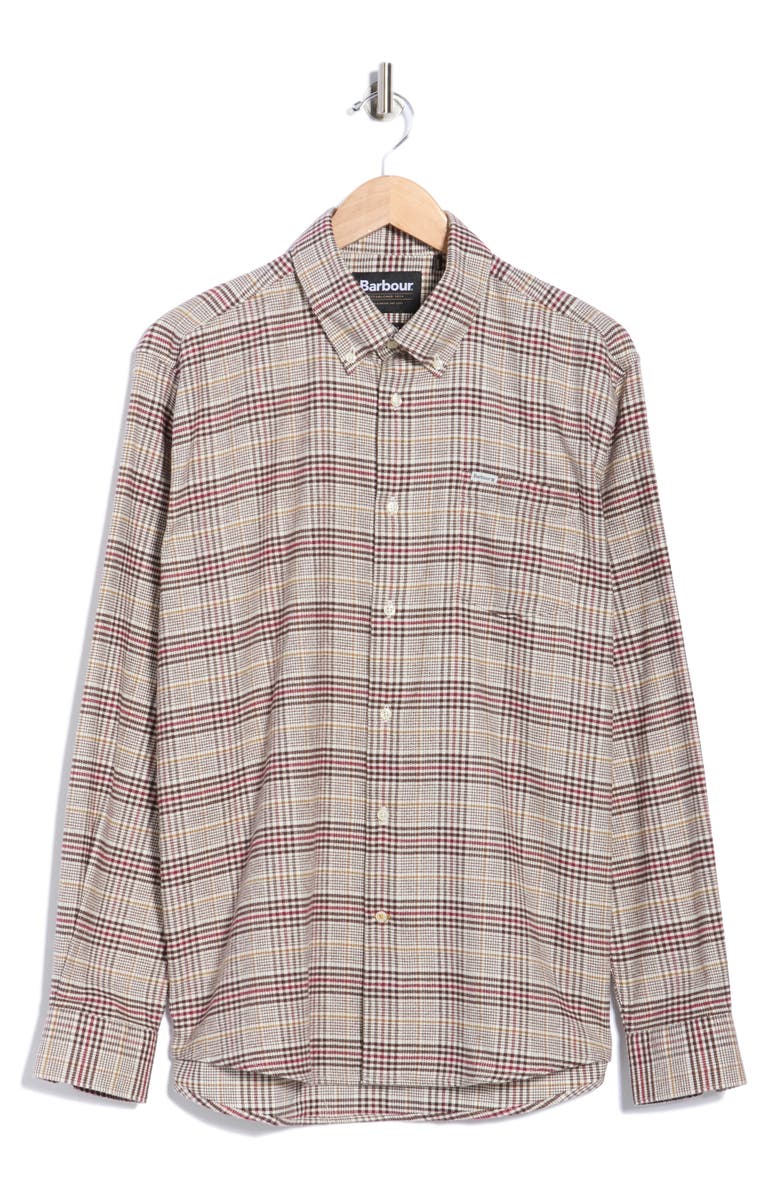 Barbour Crompton Plaid Cotton Button-Down Shirt, Alternate, color, Merlot