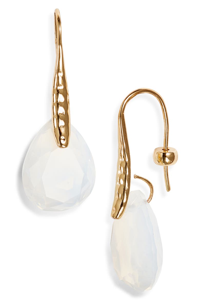 Teardrop Stone Drop Earrings, Main, color, OPAL- GOLD