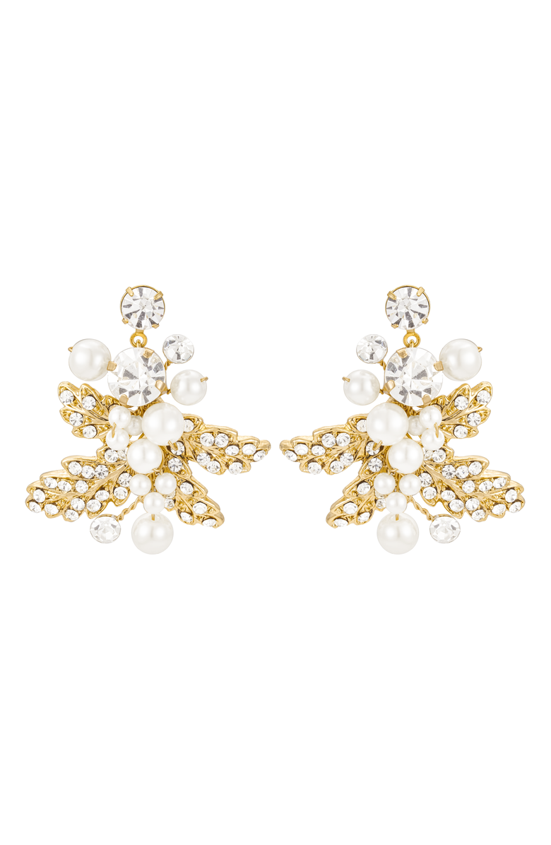 Untamed Petals Gwen Crystal Earrings, Main, color, Gold