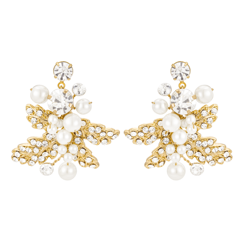 Untamed Petals Gwen Crystal Earrings In Gold
