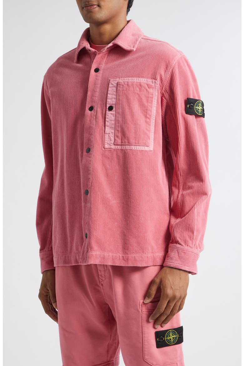 Cotton Corduroy Snap-Up Overshirt, Alternate, color, V0089 GERANIUM