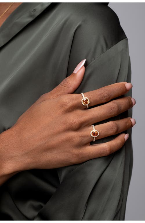 Bony Levy Pavé Diamond Halo Mandarin Garnet Cushion Ring In 18k Yellow Gold