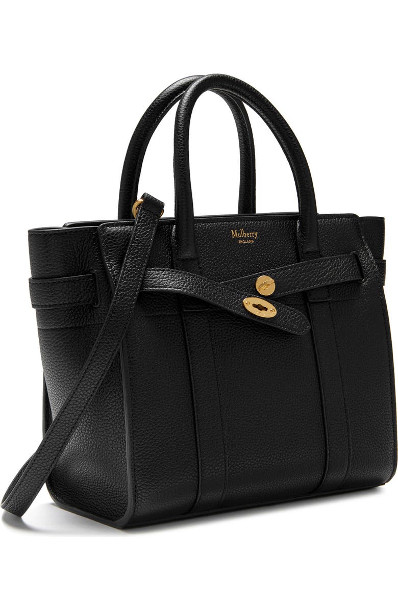 Mulberry Mini Zipped Bayswater Leather Tote, Alternate, color, A100 Black