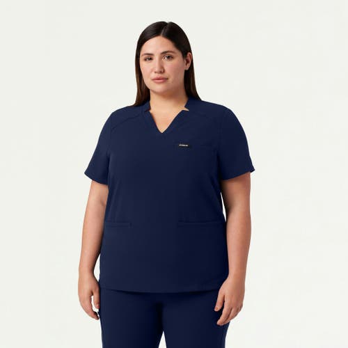 Jaanuu 3-pocket Classic Notched V-neck Scrub Top In Blue