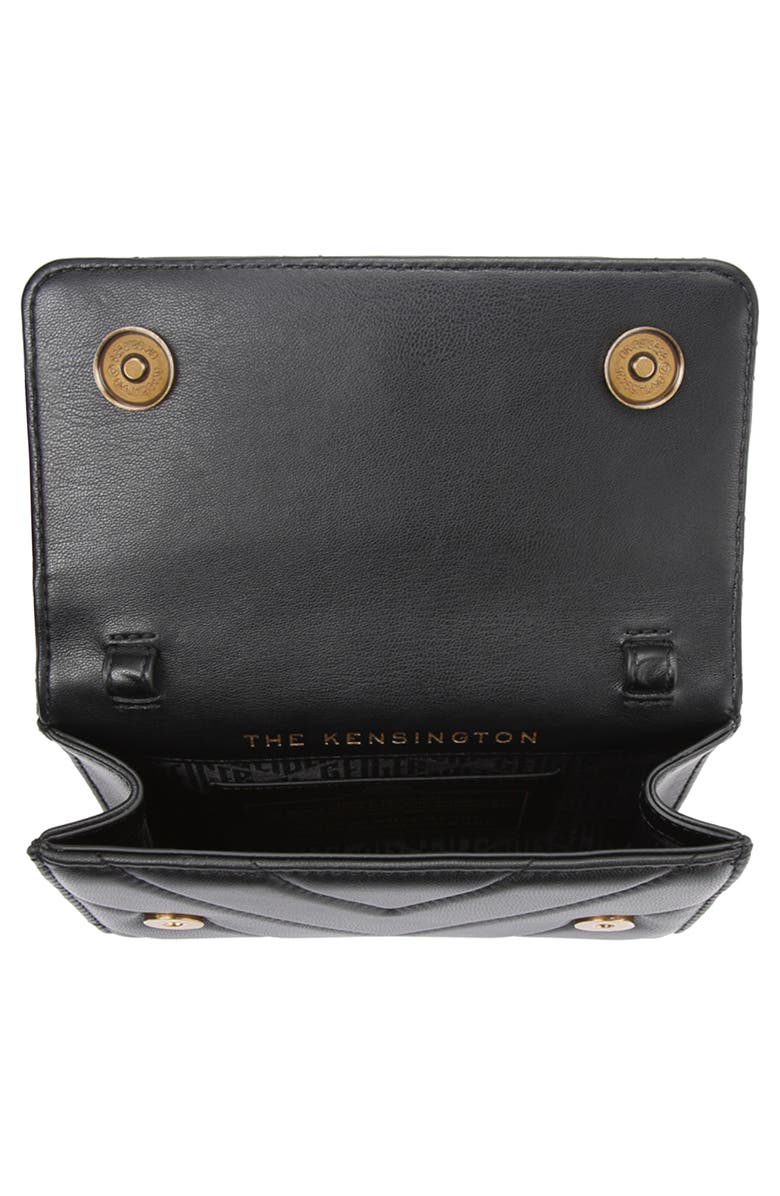Kurt Geiger London Extra Mini Kensington Quilted Leather Wallet on a Chain, Alternate, color, Black