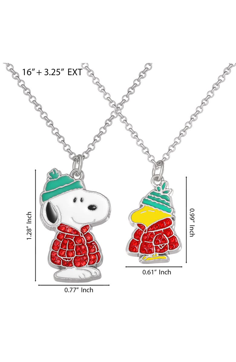 PEANUTS Snoopy & Woodstock Necklace Set, 2-Piece, Silver-Tone, Alternate, color, Multicolor