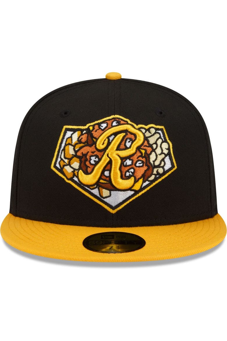 Men's New Era Black/Gold Rochester Red Wings Theme Night 59FIFTY Fitted Hat, Alternate, color, Black