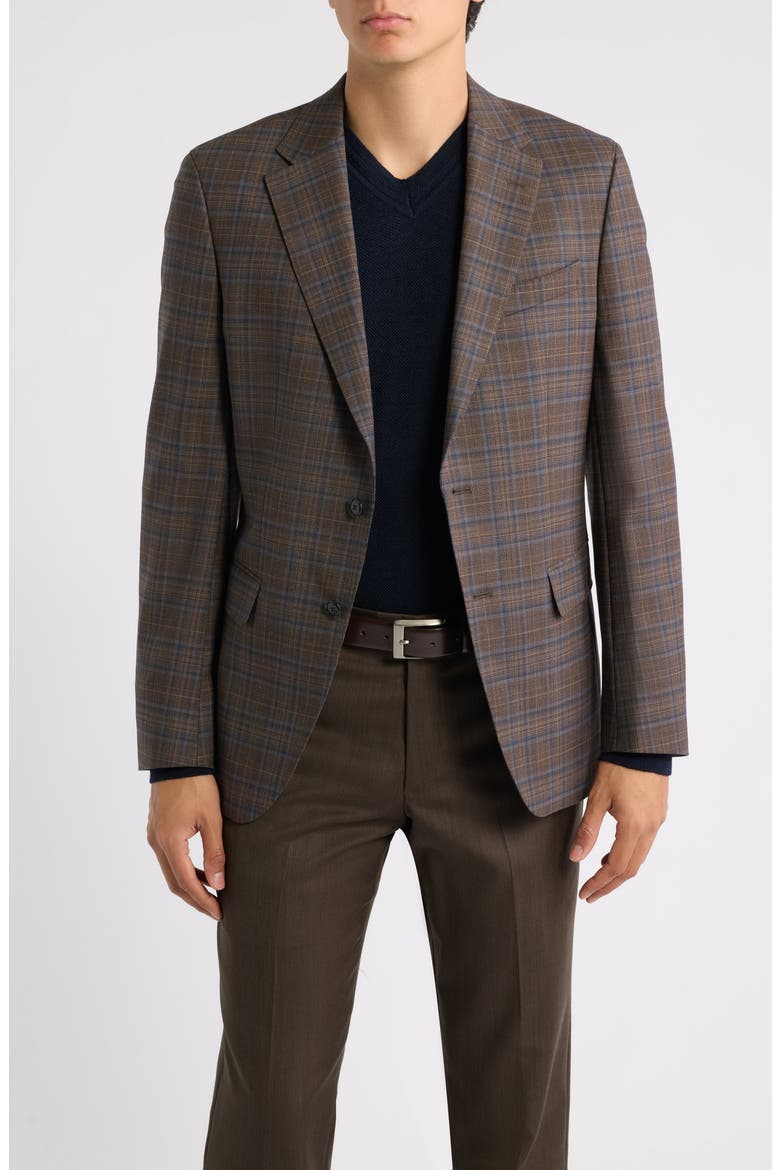 Hutson Plaid Wool Blend Sport Coat, Main, color, BROWN