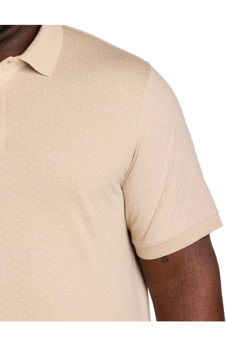 Harbor Bay by DXL Big & Tall Pin Dot Printed Polo Shirt, Alternate, color, Oatmeal Print