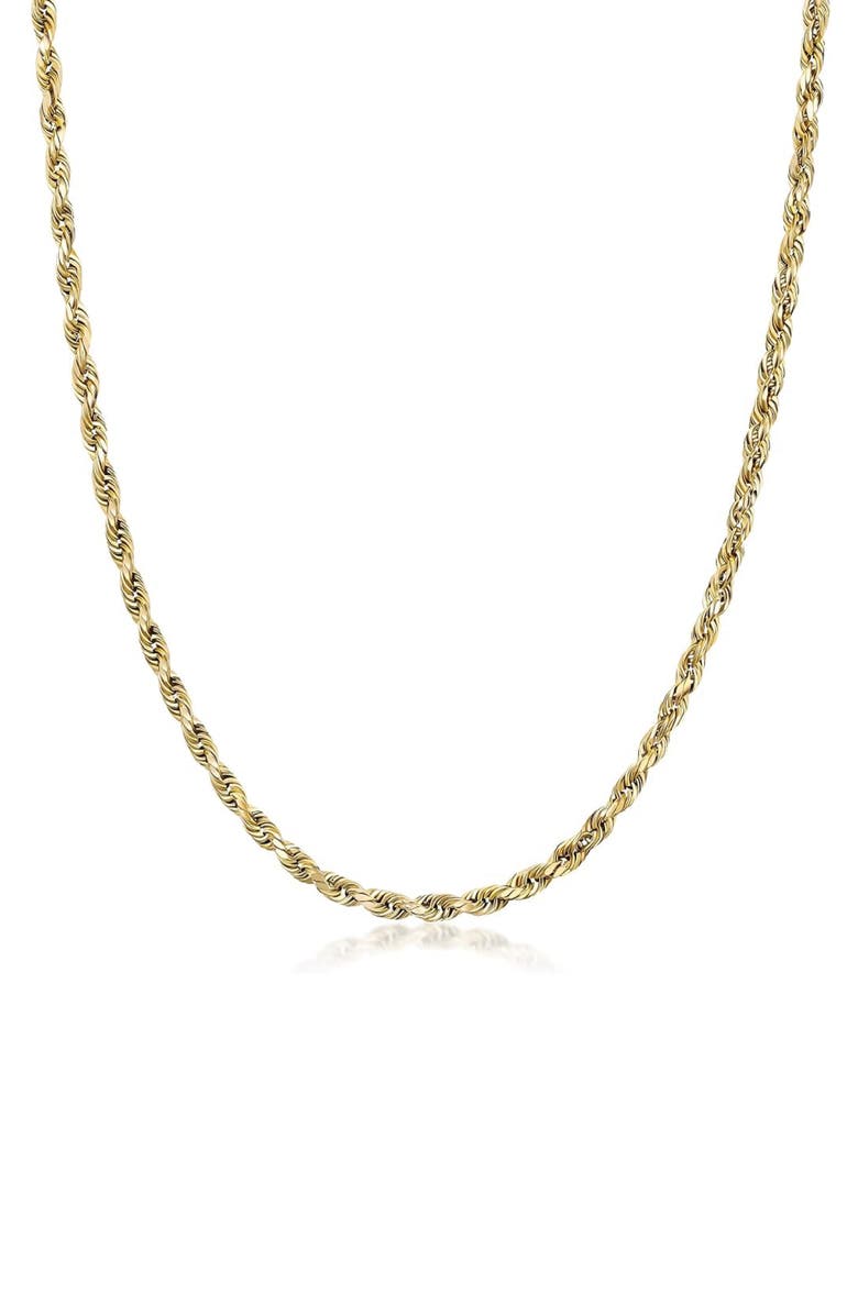 BEST SILVER 10K Gold 3mm Rope Chain Necklace, Main, color, 