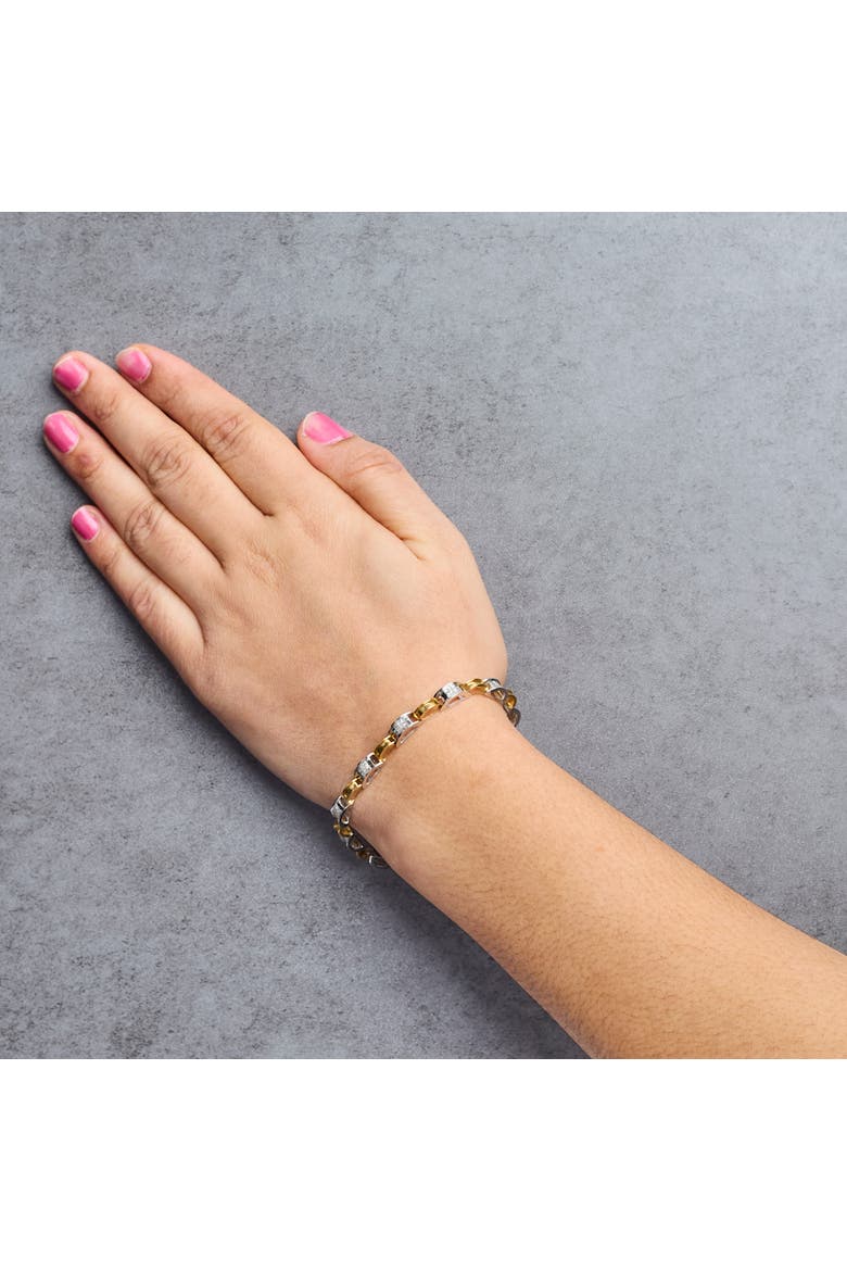 14K Two-Tone Gold 1.00 Cttw Princess-Cut Diamond Chain Link  Bracelet, Alternate, color, Yellow