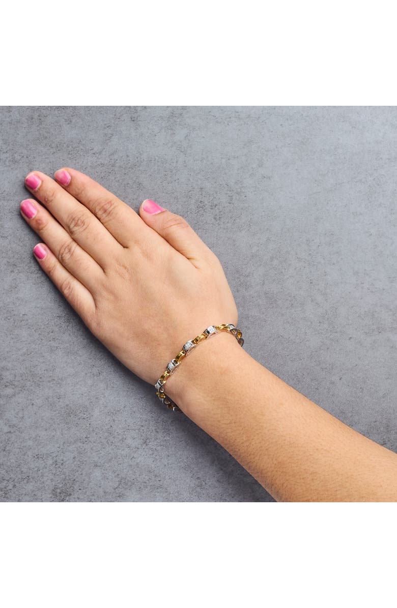 Haus of Brilliance 14K Two-Tone Gold 1.00 Cttw Princess-Cut Diamond Chain Link Bracelet, Alternate, color, Yellow