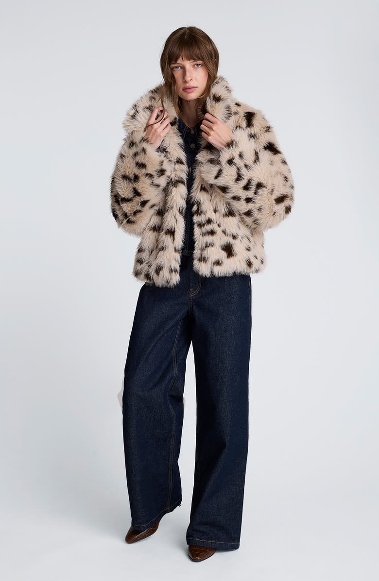 Kenneth Cole Oversize Faux Fur Crop Jacket, Alternate, color, Oat Combo