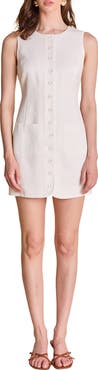 Endless Rose Button Front Sleeveless Linen Blend Minidress