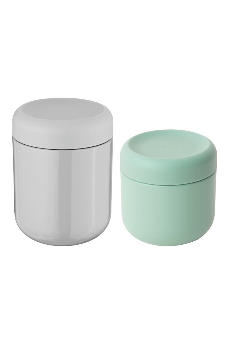 Leo 2-Piece Food Container Set, Main, color, GREY/ GREEN