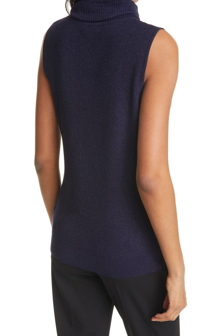 Sabrina Metallic Sleeveless Turtleneck Sweater, Alternate, color, MIDNIGHT