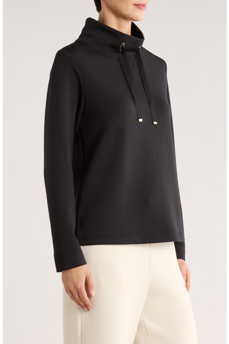 Palm Voyage Mock Neck Sweatshirt, Alternate, color, BLACK