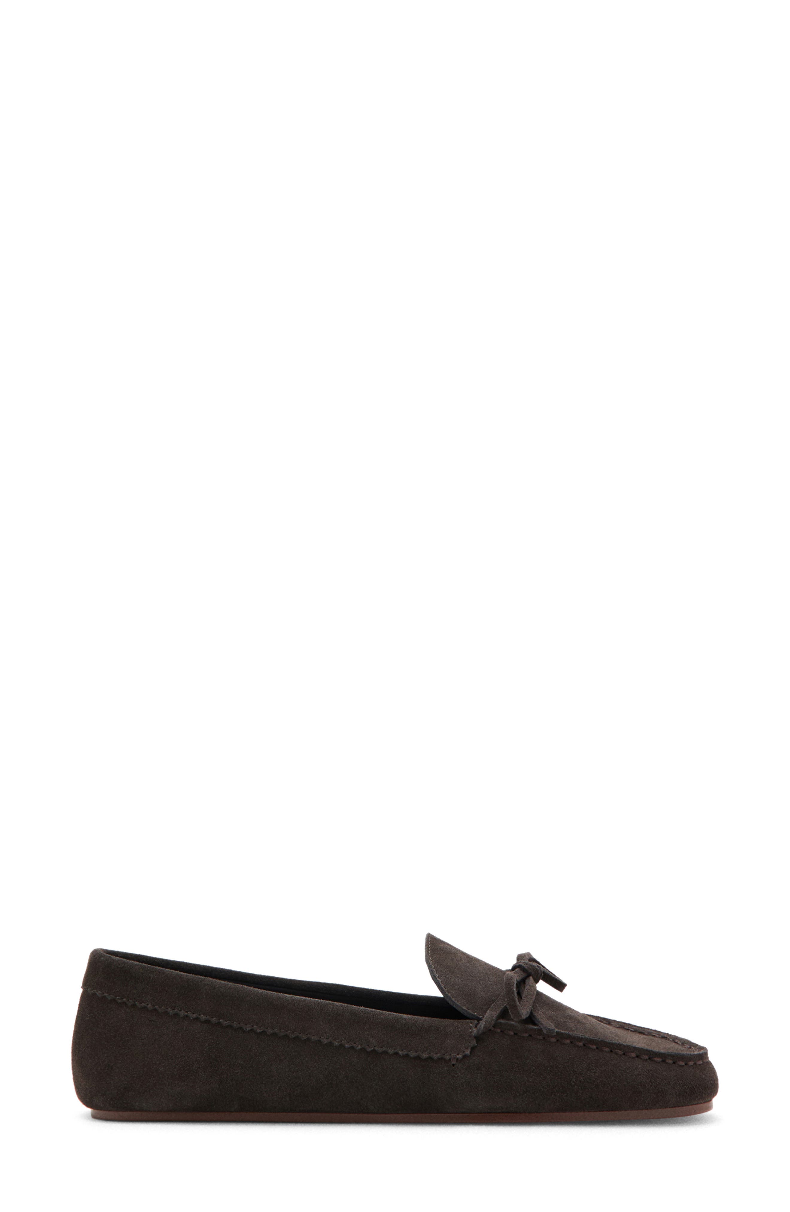 MANGO Suede Bow Loafer, Alternate, color, Chocolate