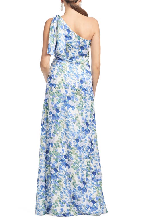 Sachin & Babi Chelsea Floral Print One-shoulder Gown In Pansy Prelude