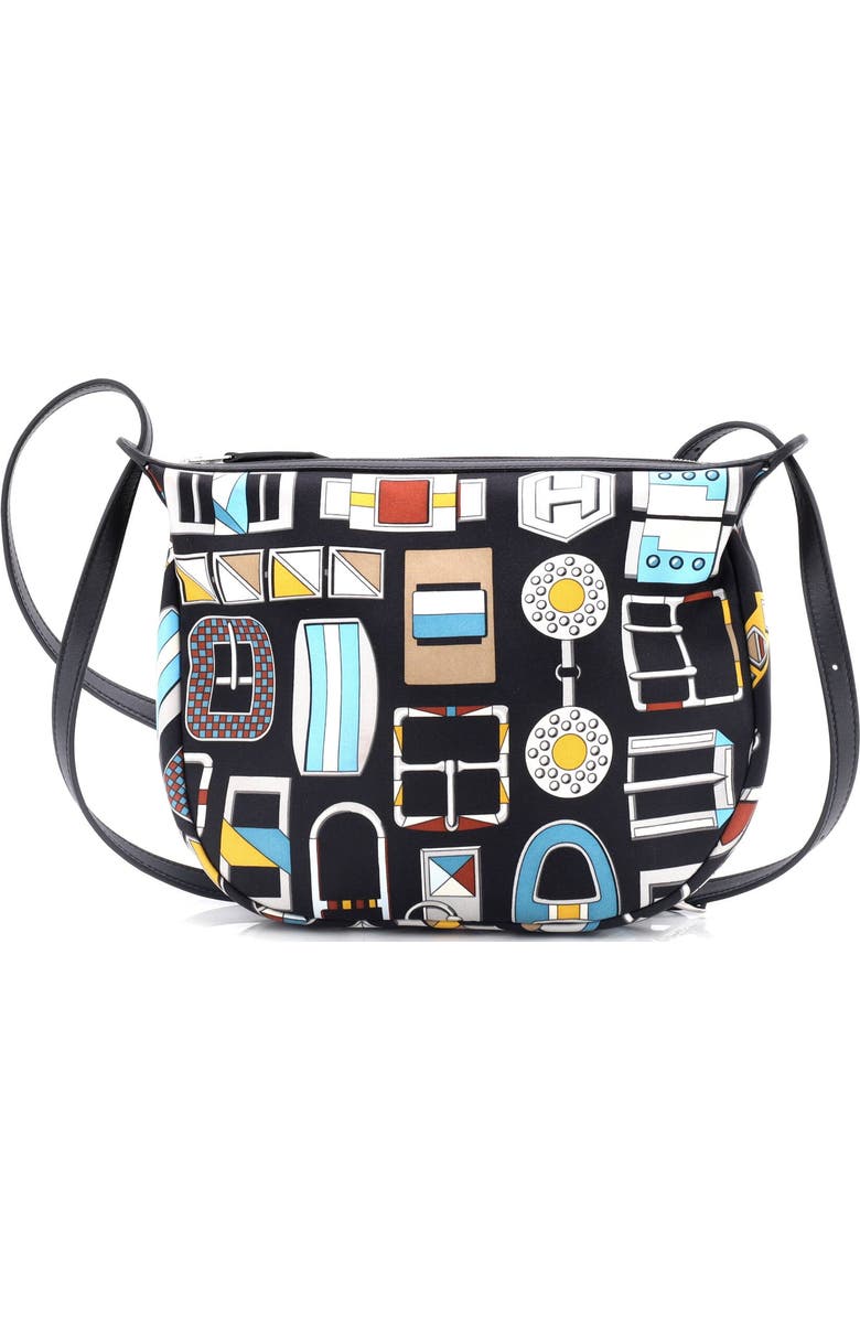 Pre-Owned Hermes Sursoie To Go Pouch Printed Silk and Leather, Main, color, Noir