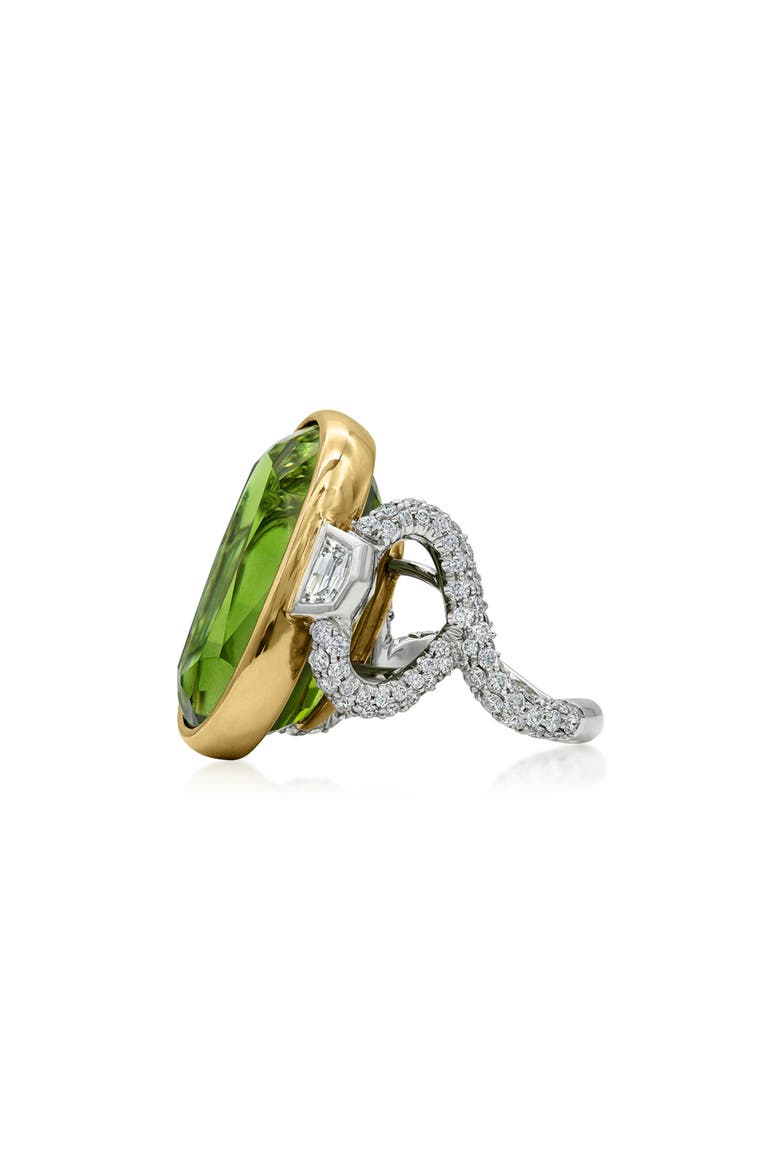 Peridot & Diamond Cocktail Ring, Alternate, color, YELLOW GOLD