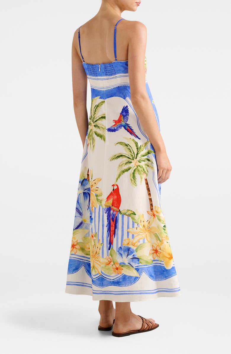 Ever New Bianca Mixed Print Linen Blend Dress, Alternate, color, Antigua Holiday