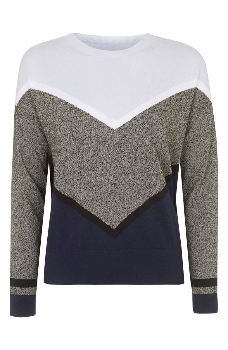 Topshop Chevron Colorblock Sweatshirt, Alternate, color,
