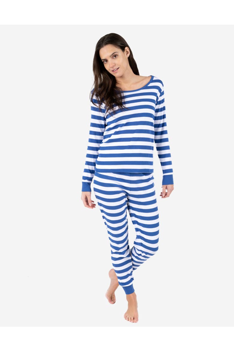 Women's Cotton Striped Matching Family Pajamas, Alternate, color, Blue & White