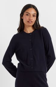 Chinti & Parker Wool Cashmere Blend Crew Neck Cropped Cardigan